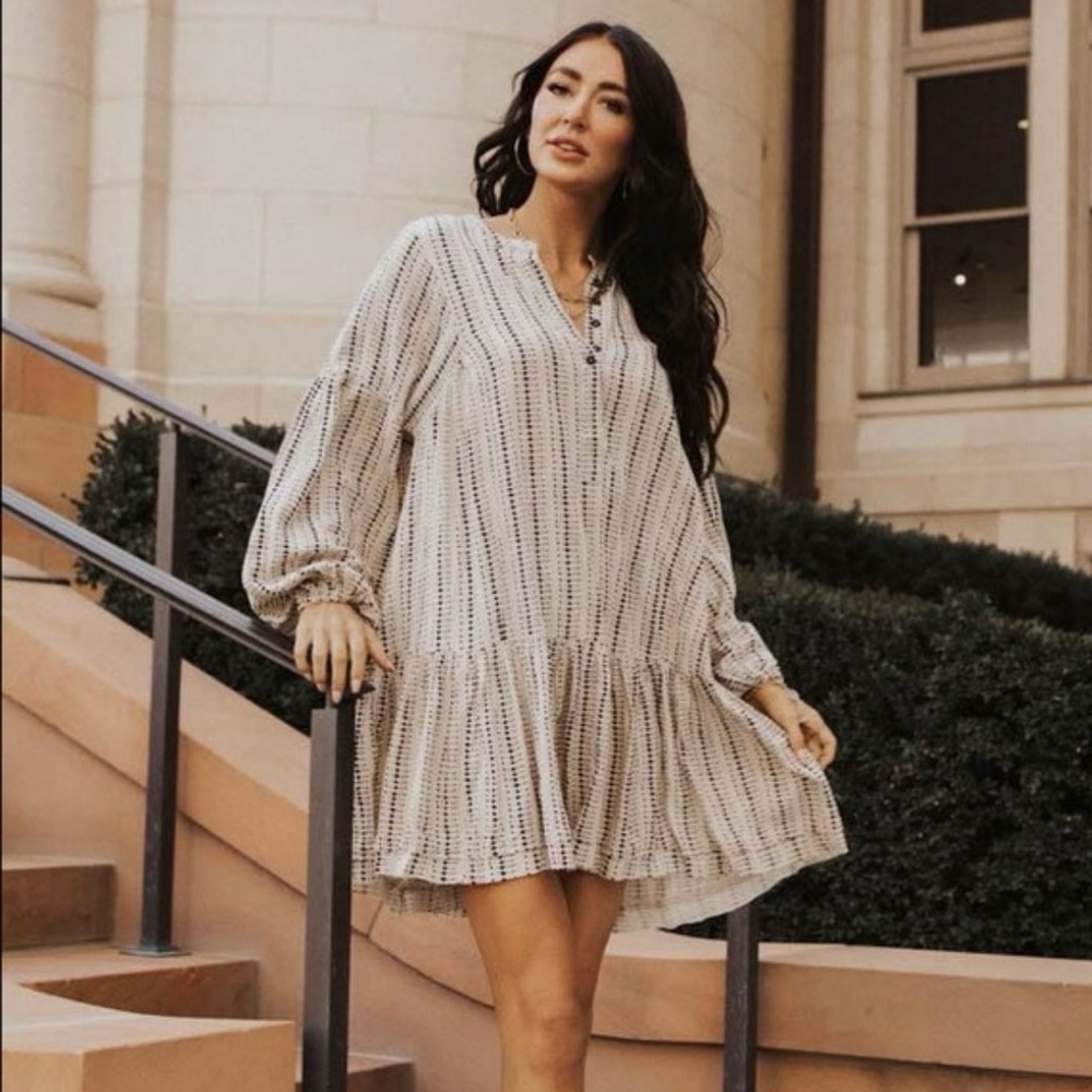 Bohme White Tiered Sundress with Bishop Sleeves